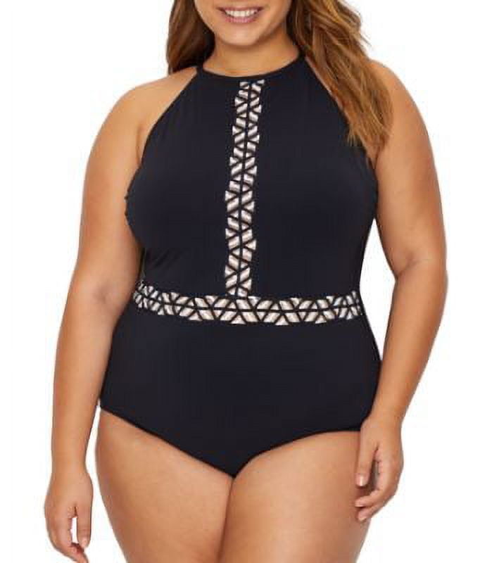 Profile By Gottex Women's High Neck One Piece Swimsuit - Tummy Control, Adjustable Strap, Soft Foam Cup, Chlorine Safe