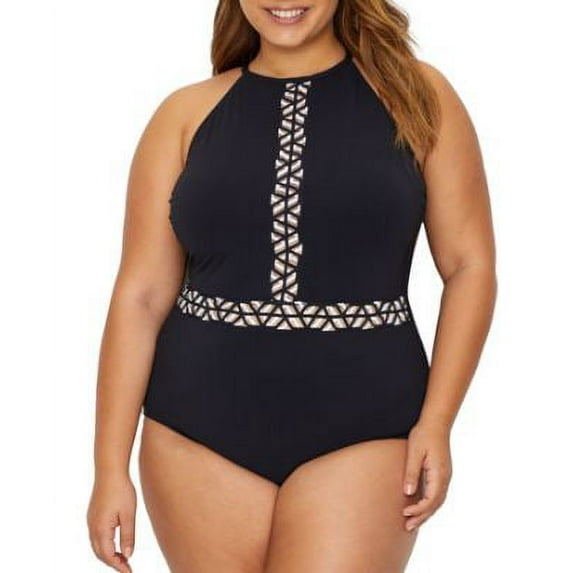 Profile by Gottex Womens Plus Size Labrinth High Neck One-Piece Style-E936-2W69