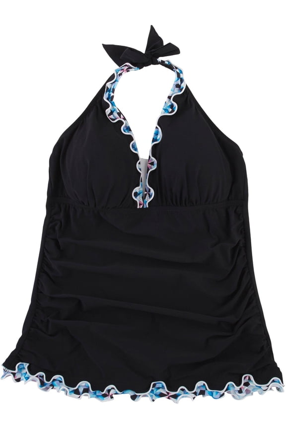 Profile by Gottex Womens Ruffle Hem Tankini 10 Black