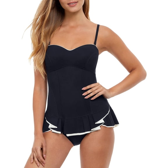 Profile by Gottex Womens Ruffled Strapless One-Piece Swimsuit