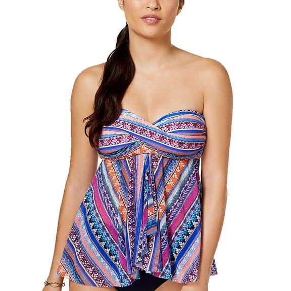 Profile by Gottex Womens Tapestry Bandeau Flyaway Tankini Top 6 Multi