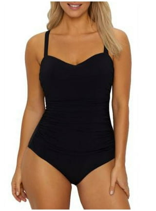 Speedo Women's Swimsuit One Piece V-Neck Shirred Halter Moderate Cut,  Black, 6 : : Clothing, Shoes & Accessories