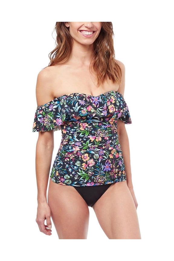 womens Flora Off The Shoulder Tankini, 6