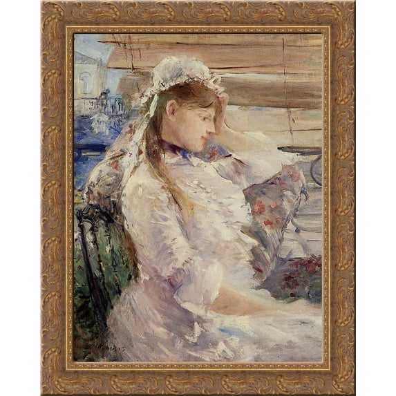Profile of a seated young woman 20x24 Gold Ornate Wood Framed Canvas Art by Morisot, Berthe