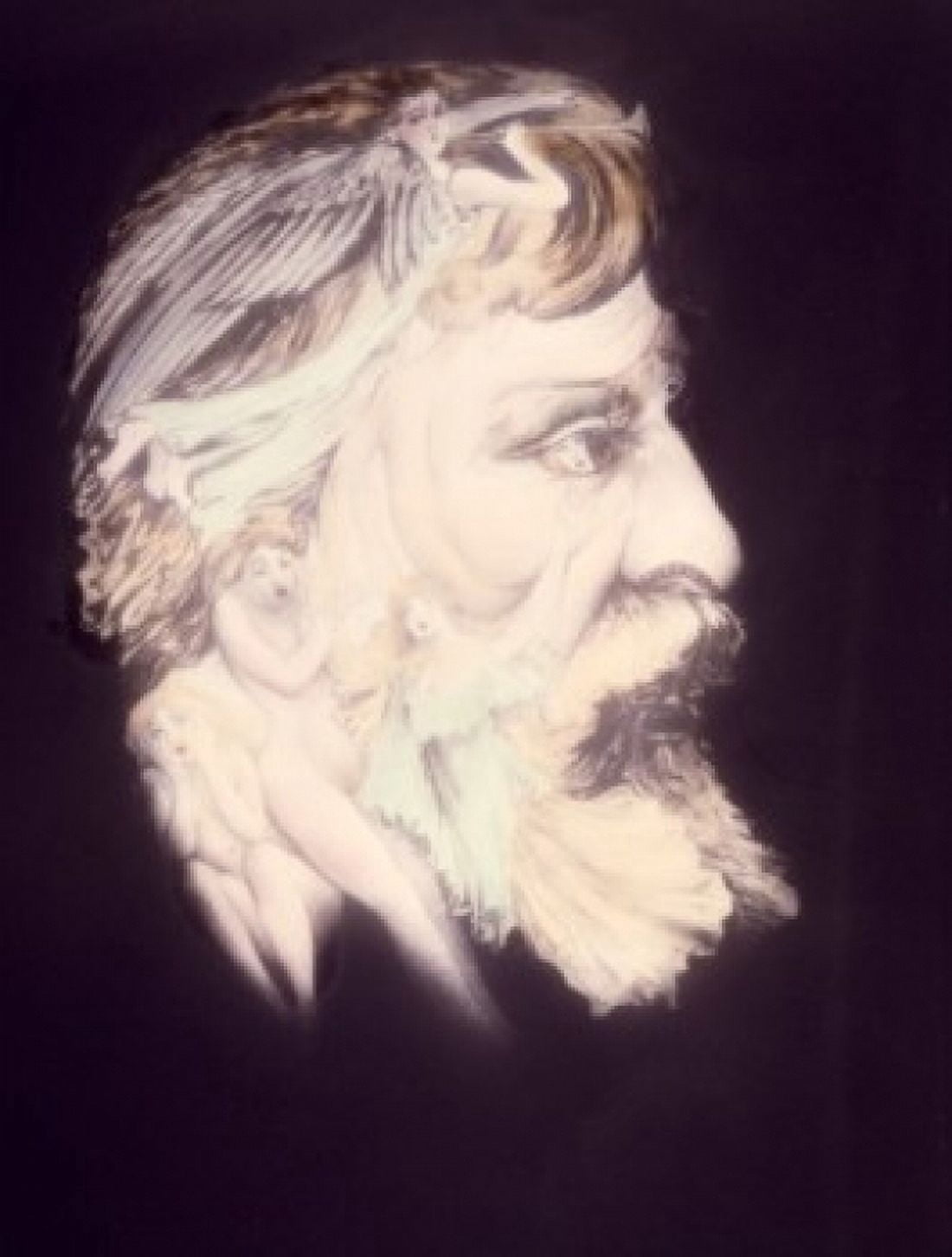Profile of bearded man with angels postcard 1905 Canvas Art - (18 x 24)