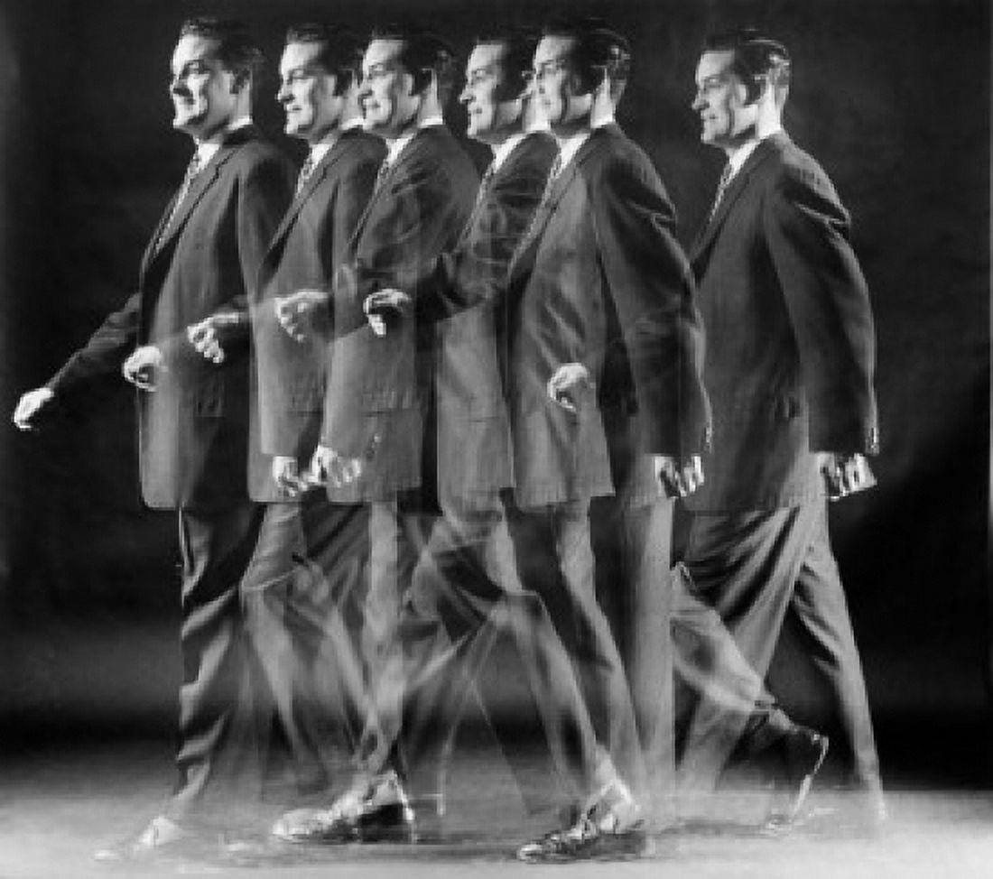 Profile of businessman walking Canvas Art - (18 x 24)