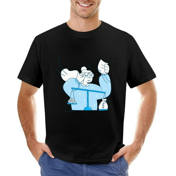 Profit-and-loss Vintage T-shirt Mens Cotton Classic Crewneck Short Sleeve Tees Unisex Black M