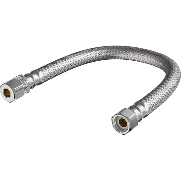 Proflo PFX146430 3/8" Male Comp X 3/8" Female Comp X 12" Braided Stainless Steel Sink