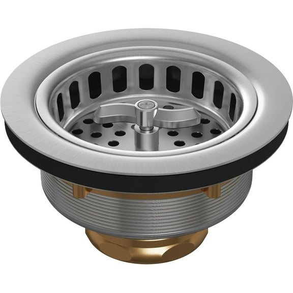 proflo pf1433br kitchen sink drain assembly and basket strainer - fits standard, stainless steel
