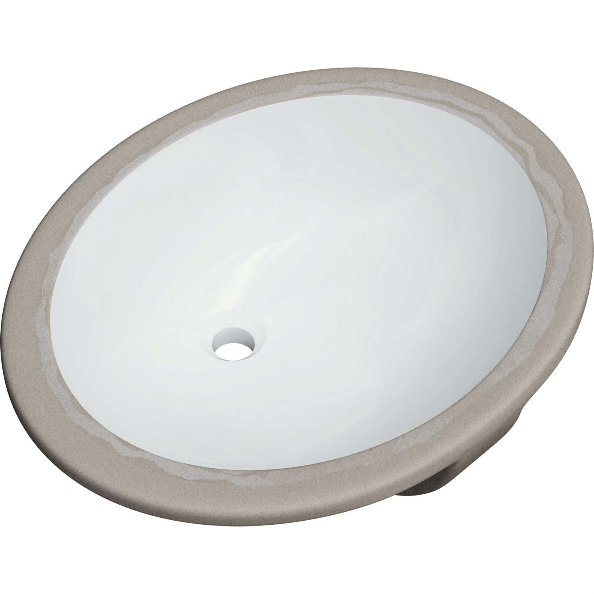 White Oval Ceramic Undermount Bathroom Sink with Overflow