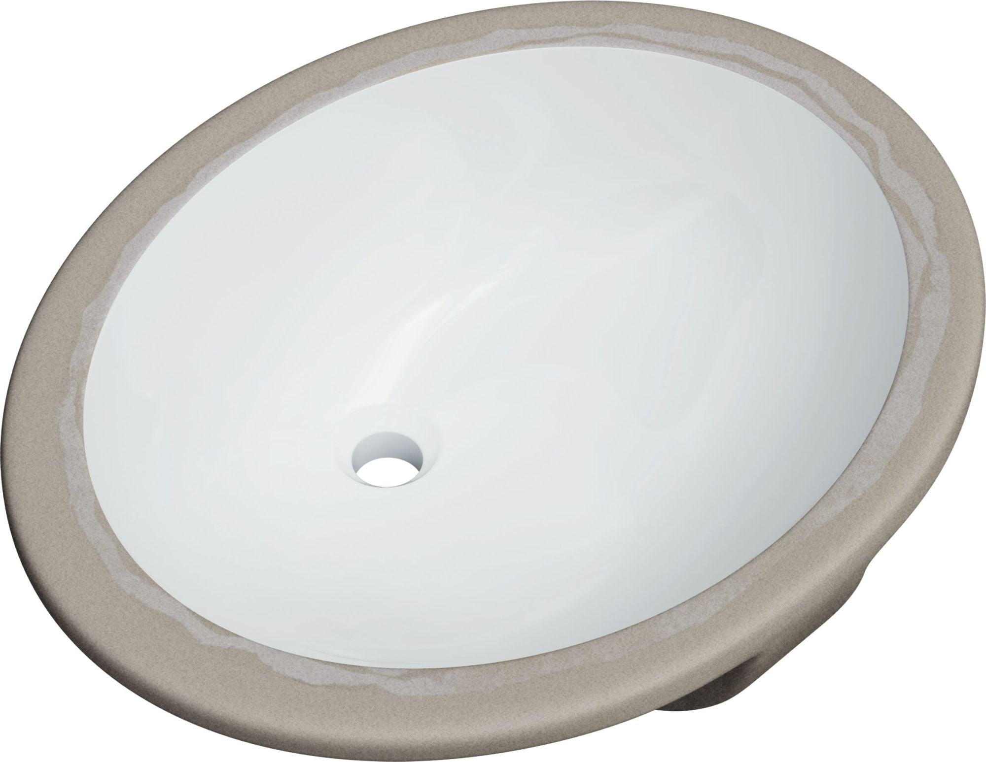 White Oval Ceramic Undermount Bathroom Sink with Overflow