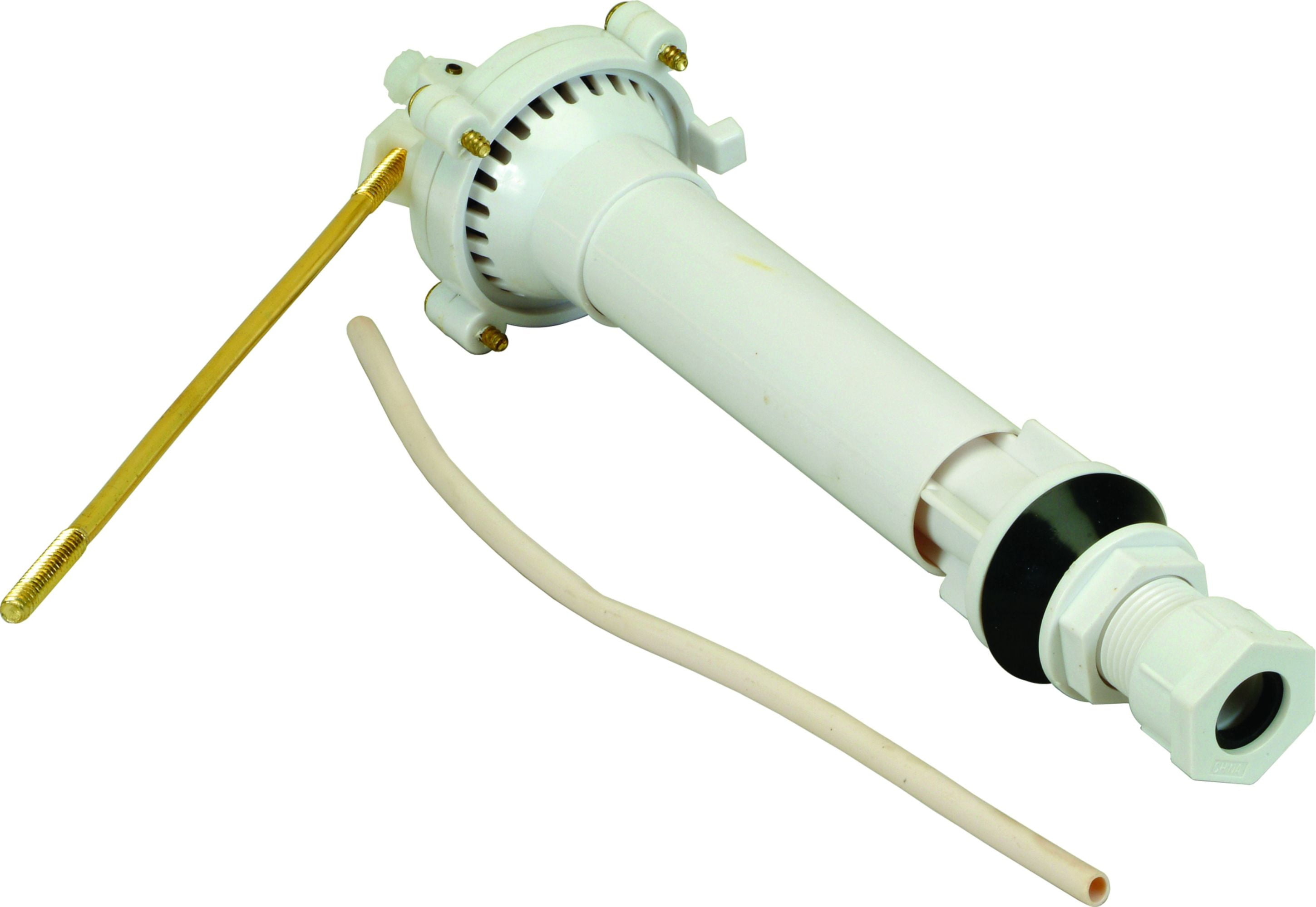 White and Brass Residential Toilet Manual Flush Valve, 8-inch