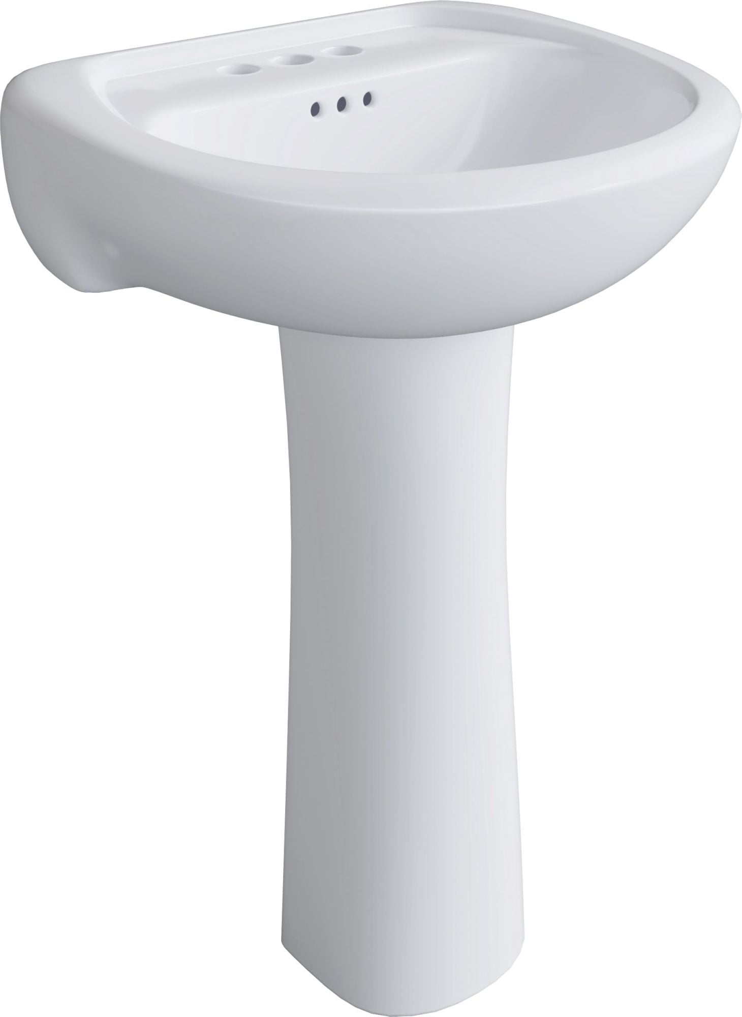 White Vitreous China Oval Pedestal Bathroom Sink with Overflow