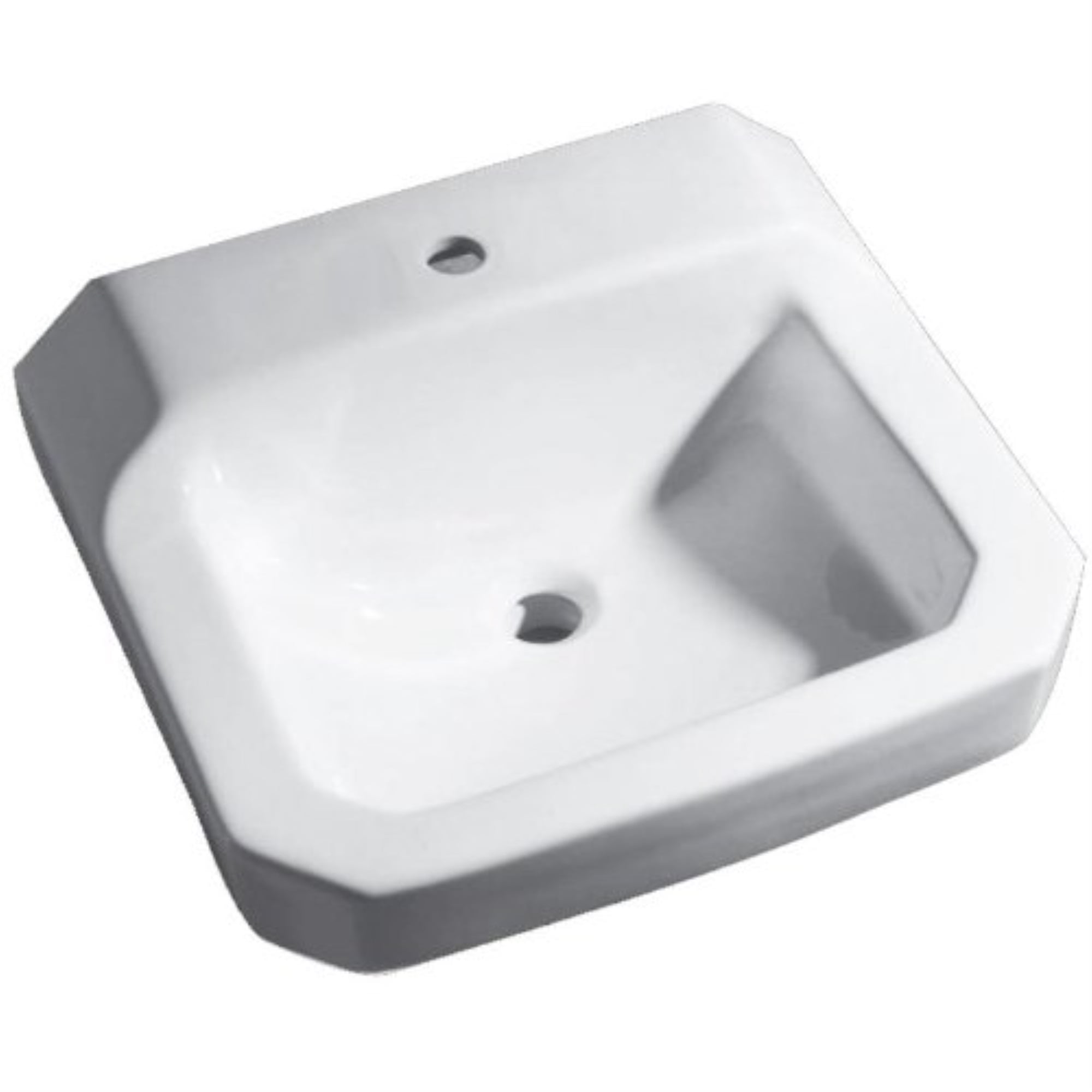 White Rectangular Vitreous China Wall Mounted Bathroom Sink