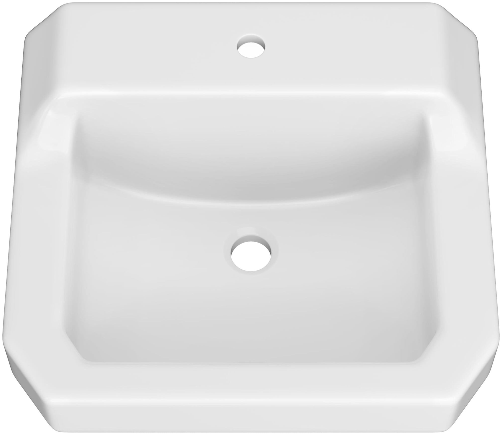 White Rectangular Vitreous China Wall Mounted Bathroom Sink