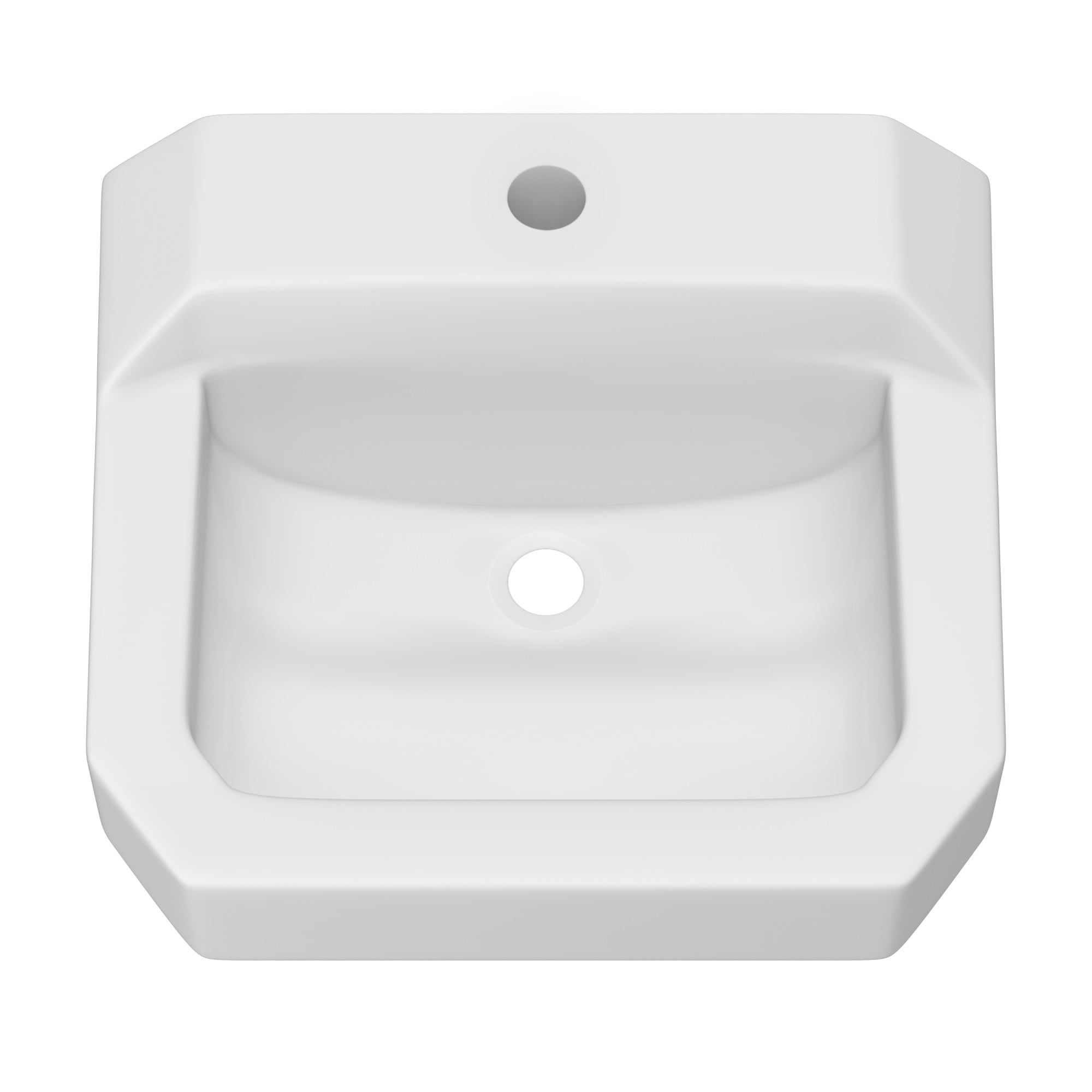 White Rectangular Vitreous China Wall Mounted Bathroom Sink