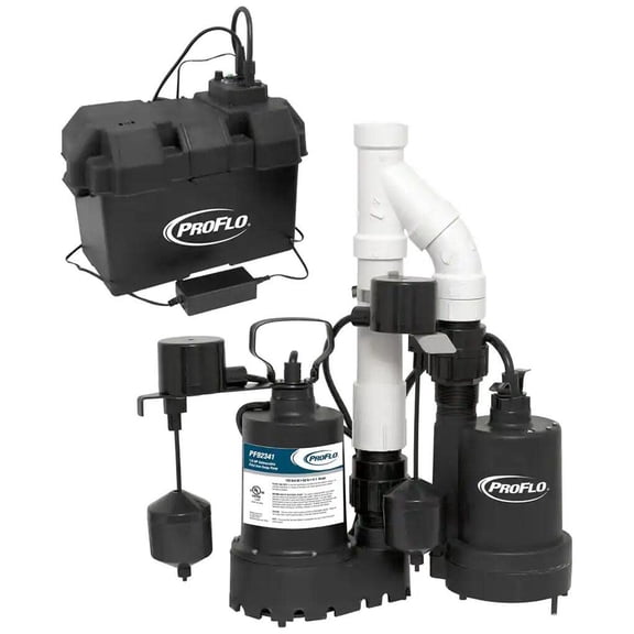 Proflo PF92941 3/10 Hp Combination Primary And Backup Sump Pump System