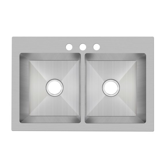 Proflo Pfdm2b332293 Sault 33" Drop In, Undermount Double Basin Stainless Steel Kitchen
