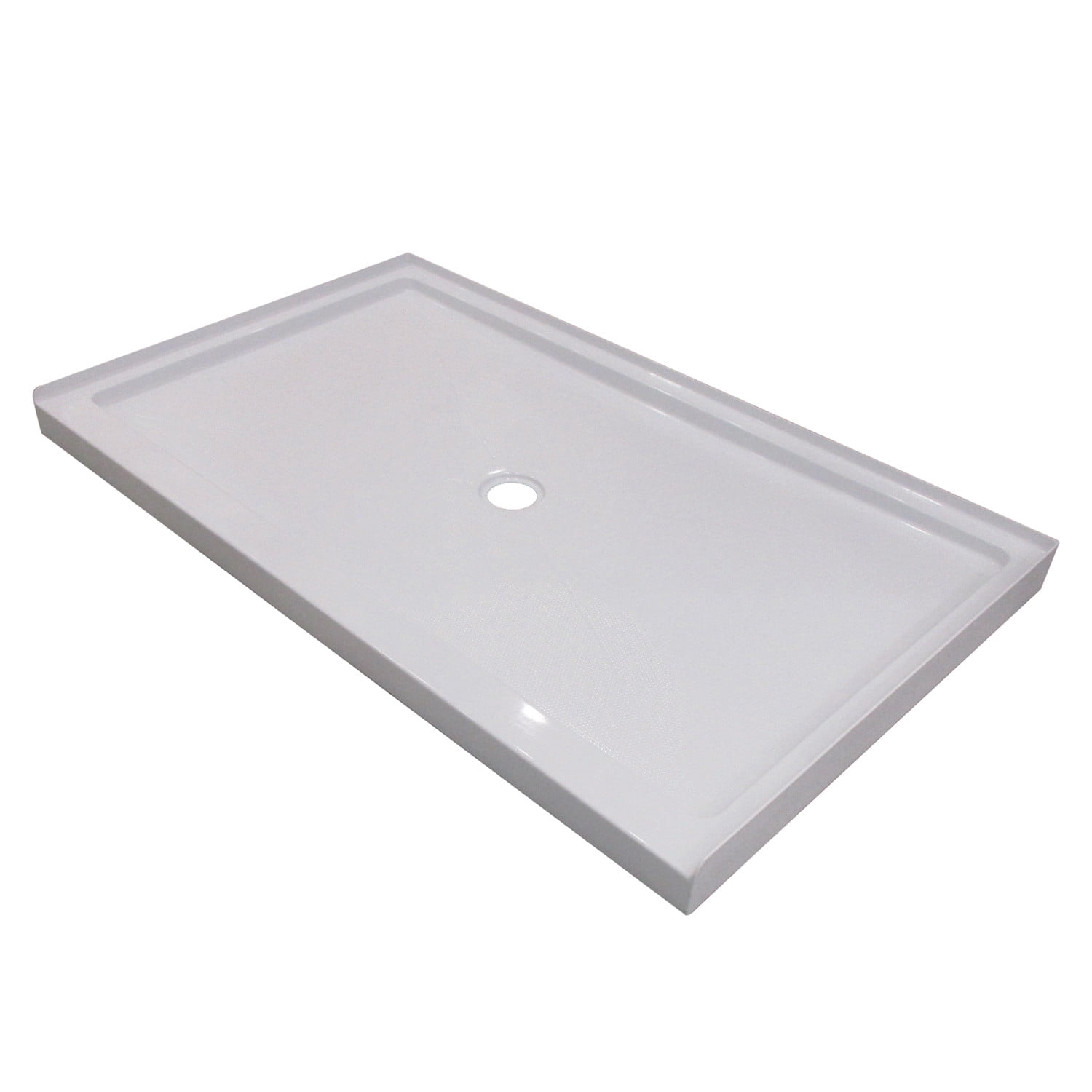 White Acrylic 60" x 30" Rectangular Shower Base with Center Drain