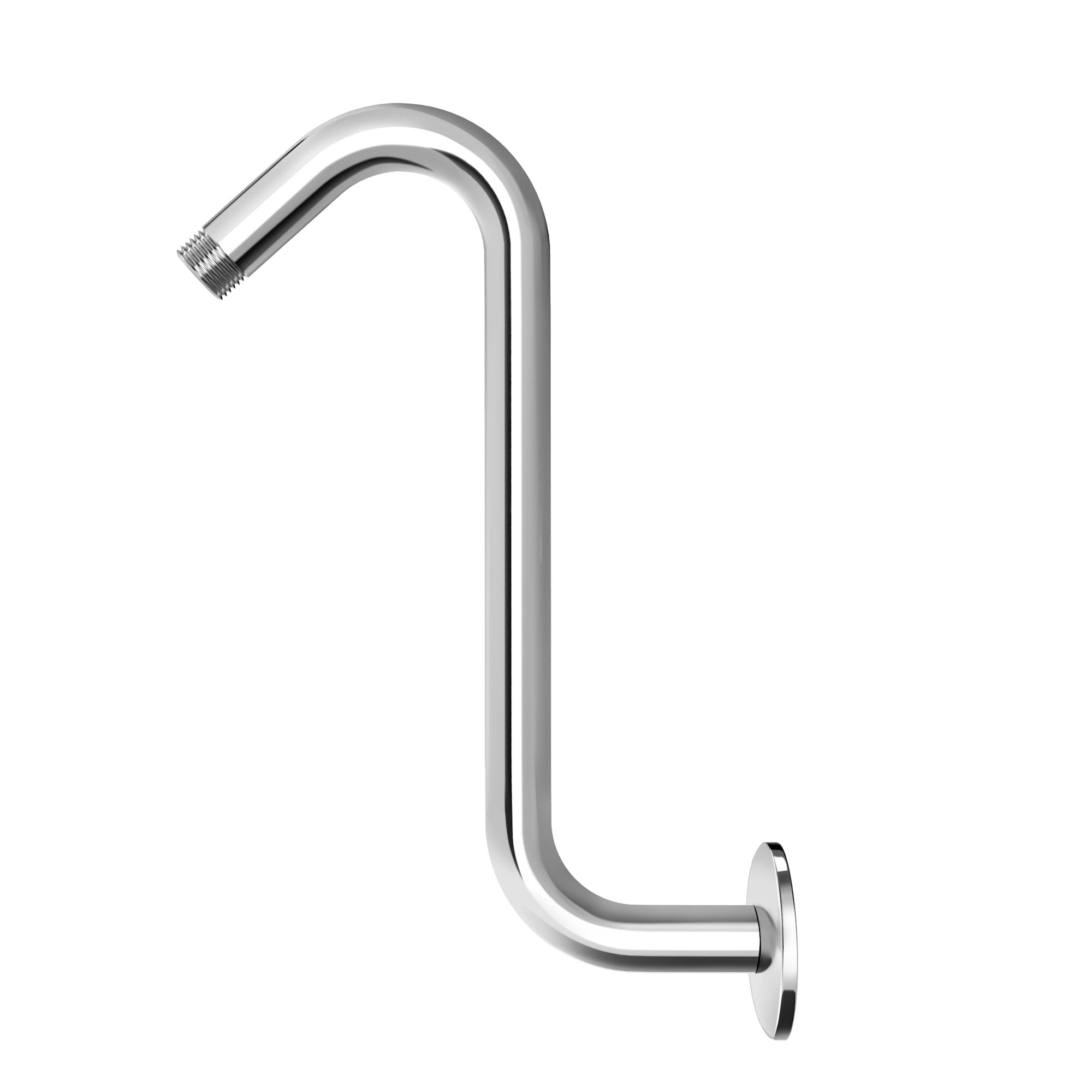 Chrome S-Shaped Wall Shower Arm with Flange