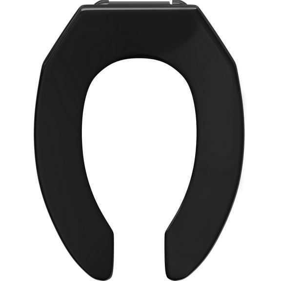 Elongated Open Front Commercial Toilet Seat without Cover in Black (with Self-Sustaining Hinge)