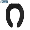 thumbnail image 1 of Elongated Open Front Commercial Toilet Seat without Cover in Black (with Self-Sustaining Hinge), 1 of 7