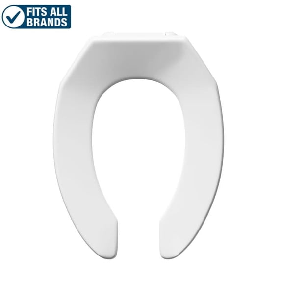 Elongated Bowl Closet Seat Commercial Open Front Less Cover White