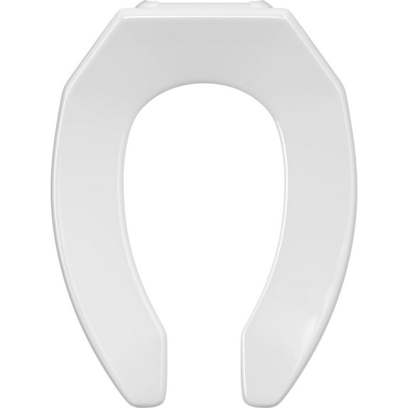 Elongated Open Front Commercial Toilet Seat without Cover in White