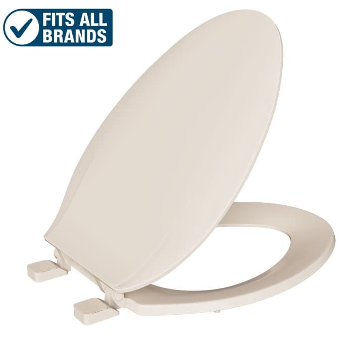 Elongated Closed Front Plastic Toilet Seat with Cover in Buiscuit