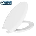 thumbnail image 1 of Elongated Easy Clean Closed Front Heavy Duty Plastic Toilet Seat with Cover in White, 1 of 7
