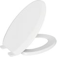thumbnail image 1 of Elongated Easy Clean Closed Front Heavy Duty Plastic Toilet Seat with Cover in White, 1 of 7