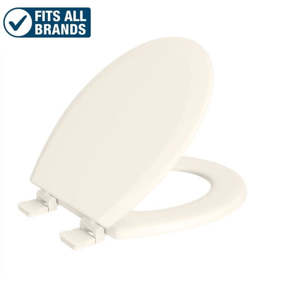 Round Closed Front Toilet Seat with Cover in Biscuit