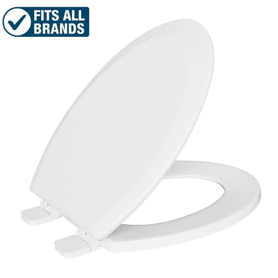 Elongated Closed Front Toilet Seat with Cover in White