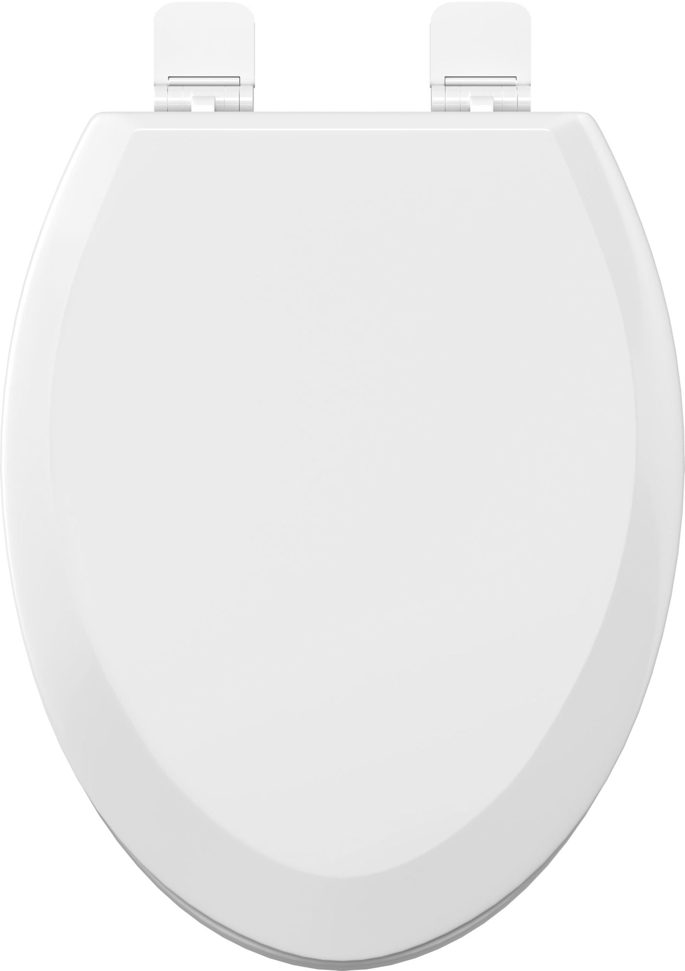 White Molded Wood Elongated Toilet Seat with Lid