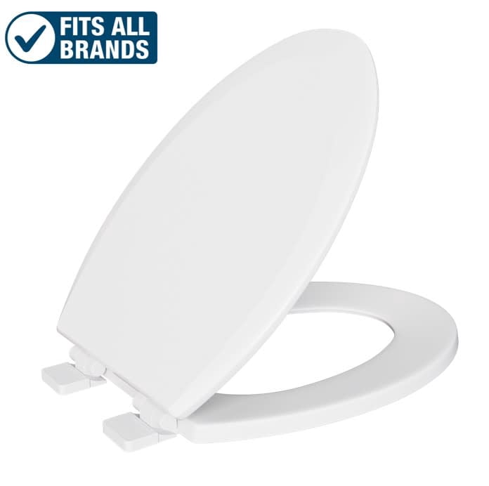Elongated Closed Front Toilet Seat in White with Soft Close