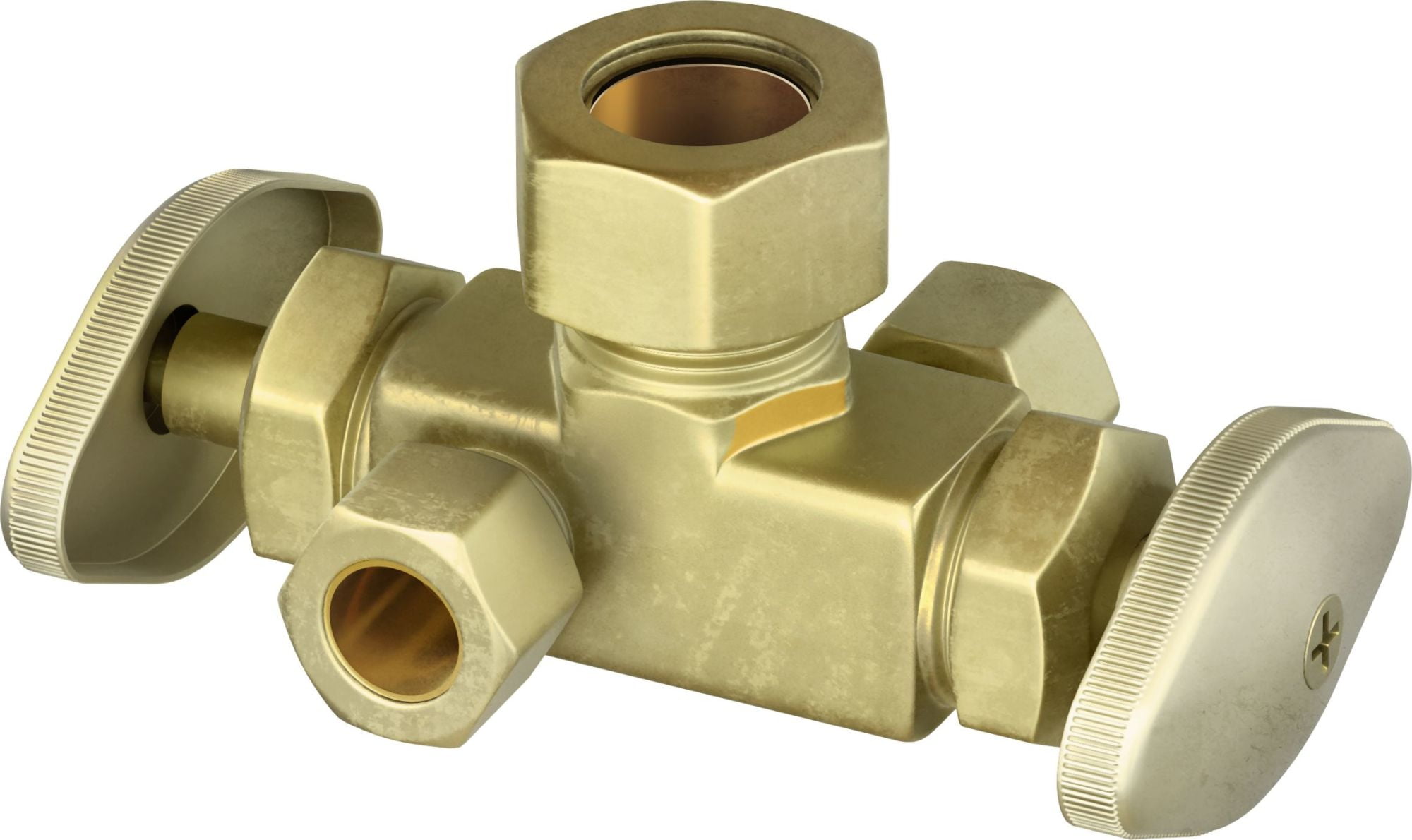 Proflo Pfxdc322r 5/8" X 3/8" X 3/8" Multi Turn Dual Handle Angle Supply ...