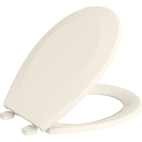 Proflo Round Closed Front Plastic Toilet Seat with Cover in Biscuit