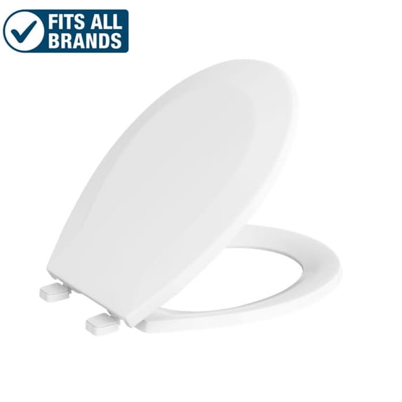 Proflo Round Closed Front Plastic Toilet Seat with Cover in White