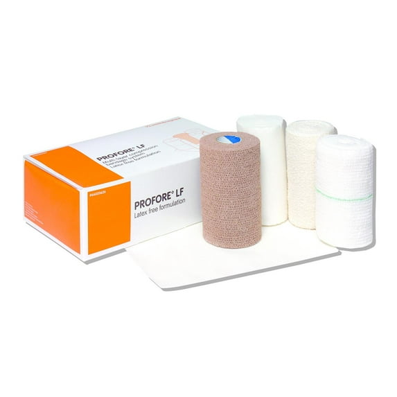 Profore LF 4 Layer Compression Bandage System, Non-Sterile, Self-Adherent Tape Closure, 1 Count, 8 Packs, 8 Total
