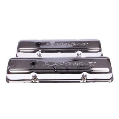 Proform Small Block Chevy (SBC) Chrome Bowtie Valve Covers - Short w/Baffle Proform Small Block Chevy (SBC) Chrome Bowtie Valve Covers - Short w/Baffle