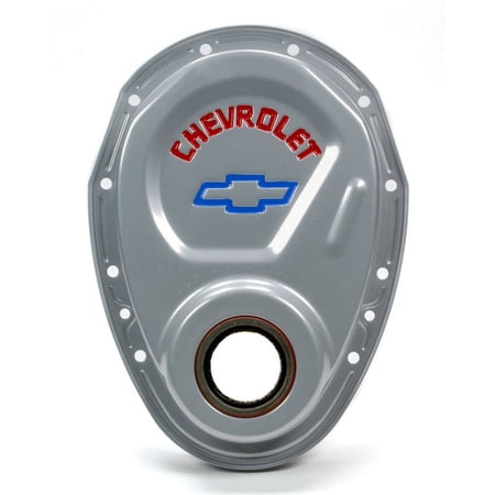 Proform 141-363 Timing Chain Cover Gray Steel with Chevy & Bowtie Logo