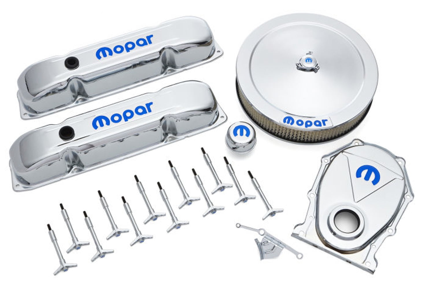 Proform Engine Dress-Up Kit Chrome w/Blue MOPAR Proform Engine Dress-Up Kit Chrome w/Blue MOPAR