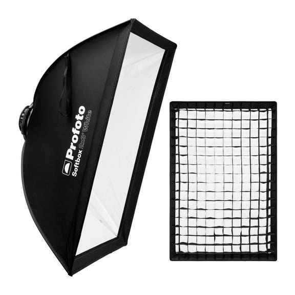 Profoto 2x3-Feet Rectangular Heat-Resistant Softbox with Recessed Front (White Interior) Bundle with Softgrid 2x3-Feet with 50-Degree Light Spread Limit (2 Items)
