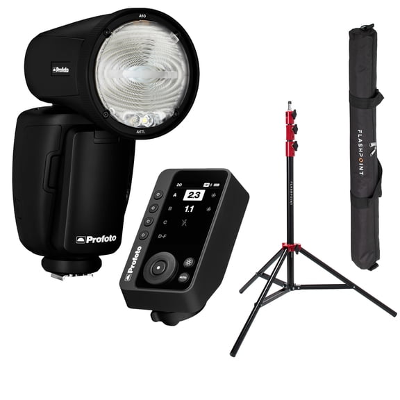 Profoto A10 Flash for Canon, Bundle with Connect Pro Transmitter and Light Stand