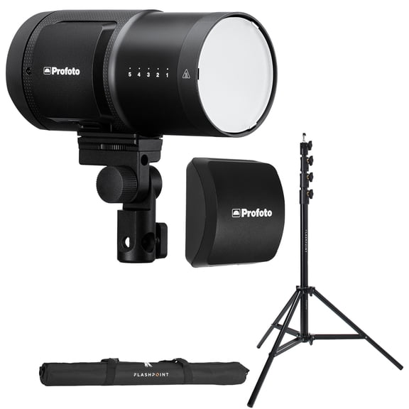 Profoto B20 250W Off Camera Flash Head, Bundle with Extra Li-Ion Battery, 9.5' Air-Cushioned Light Stand