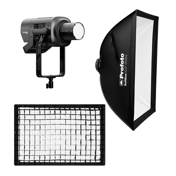 Profoto L600C LED Light Ultra-Wide CCT with Flicker-Free Dimming Bundle with 2x3' Rectangular Heat-Resistant Softbox and Softgrid (3-Items)