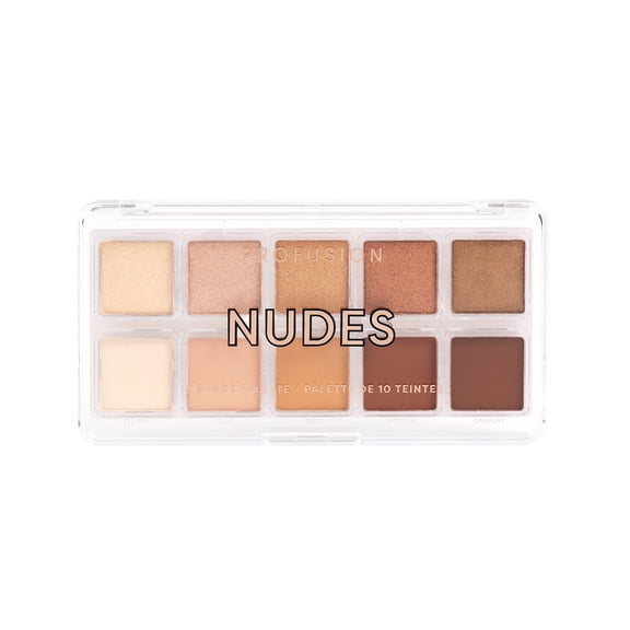 Profusion Cosmetics 10 Color Eyeshadow Palette, Rich Pigmented Multi Finish with Blendable Long-Lasting Formula, Vegan & Cruelty-Free, Nudes