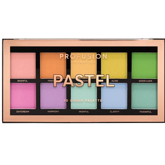 Profusion Cosmetics 10 Color Eyeshadow Palette, Rich Pigmented Multi Finish with Blendable Long-Lasting Formula, Vegan & Cruelty-Free, Pastel