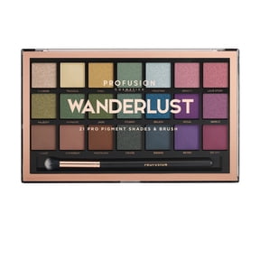Profusion Cosmetics 21 Color Eyeshadow Palette, Multi Finish Blendable Pigmented Shades Includes Pro Series Brush Travel-Friendly Makeup, Wanderlust