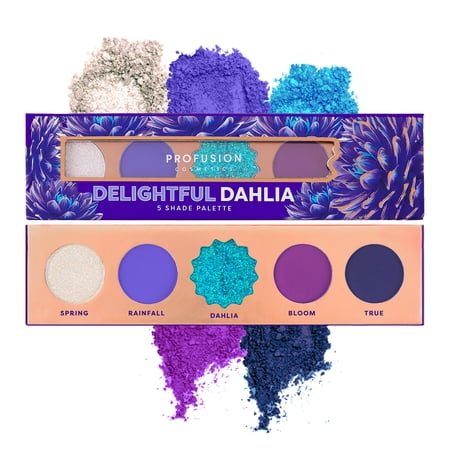 Profusion Cosmetics Blooming Hues 5 Shade Palette, Highly Pigmented Multi-Finish Eyeshadow with Matte & Shimmer Finish, Blendable Travel-Friendly Makeup Kit, Delightful Dahlia